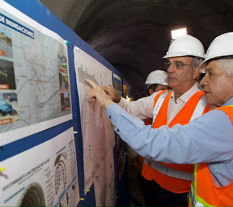 Presidente Abinader supervisa túnel pluvial de la avenida Luperón que se construye con fondos de Aerodom, para evitar inundaciones en la zona