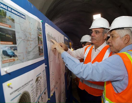 Presidente Abinader supervisa túnel pluvial de la avenida Luperón que se construye con fondos de Aerodom, para evitar inundaciones en la zona
